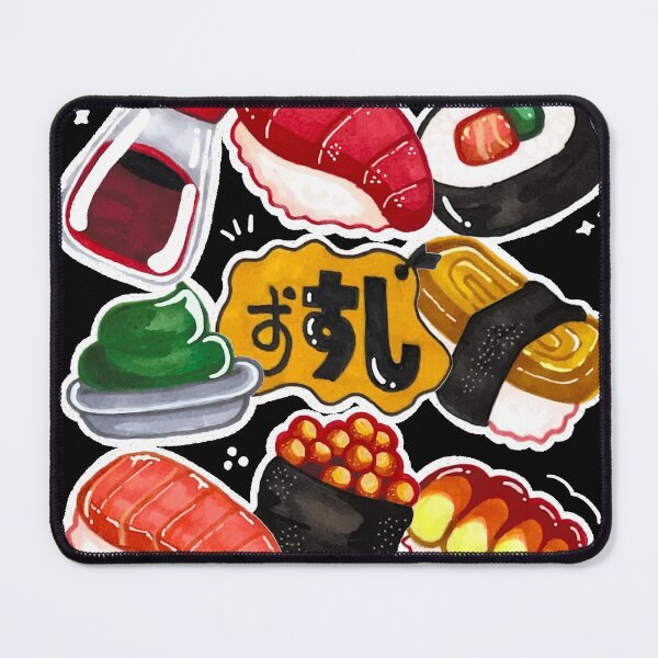 Item preview, Doodle kawaii sushi set cute japanese graphic elements designed and sold by lazypencil.art.