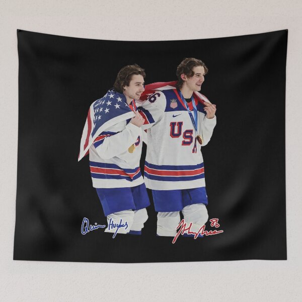 Item preview, Hughes BROTHERHOOD, Jack Hughes and Quinn Hughes Jack Hughes USA Olympic Gold Medal Hockey designed and sold by CLOUDYMOODS.