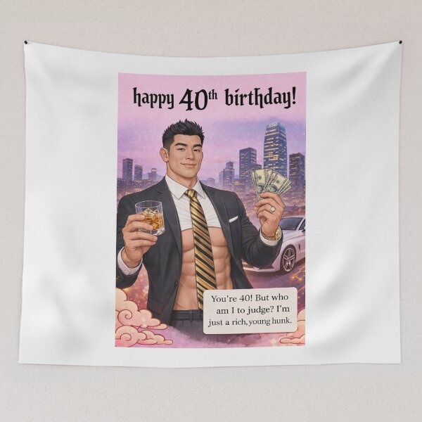 Item preview, Happy 40th Birthday Rich Young Hunk Humor designed and sold by Aryabek.