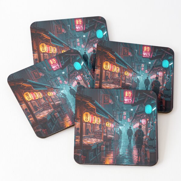 Item preview, Futuristic Japanese Fish Market Neon Cyberpunk Art designed and sold by Kynura.