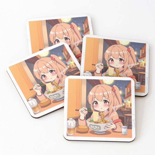 Item preview, Anime Girl Eating Ramen (Magnet / Sticker) designed and sold by Femwealth.
