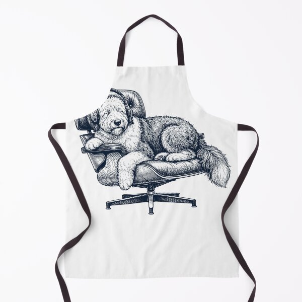 Item preview, Vintage Old English Sheepdog with Headphones Mid Century Dog Lover designed and sold by DoodleTortle.