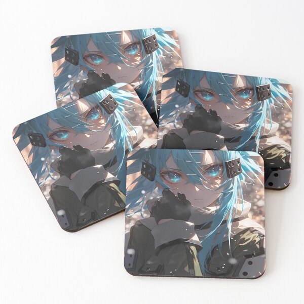 Item preview, Sinon Sword Art Online Winter Blue Hair Focused Gaze Portrait designed and sold by 108Recordings.