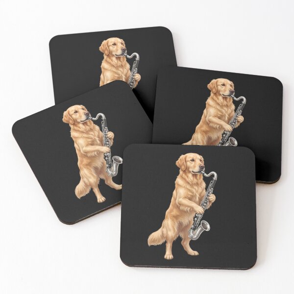 Aperçu de l'œuvre Golden Retriever jouant de la clarinette basse, clarinettiste basse, amoureux des chiens créée et vendue par TerryConnells.