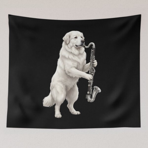 Item preview, Great Pyrenees Playing Bass Clarinet Player Bass Clarinetist Dog Lover designed and sold by TerryConnells.