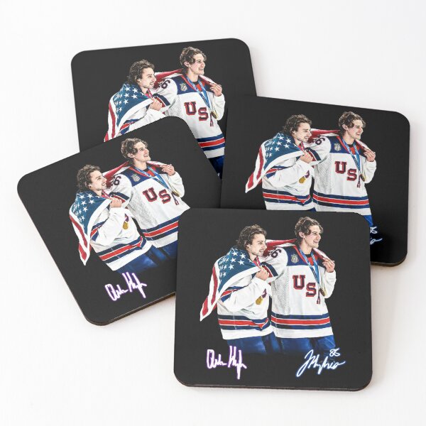 Artikelvorschau, Hughes-Bruderschaft, Jack Hughes und Quinn Hughes, Jack Hughes, USA, Olympiasieger im Eishockey entworfen und verkauft von CLOUDYMOODS.