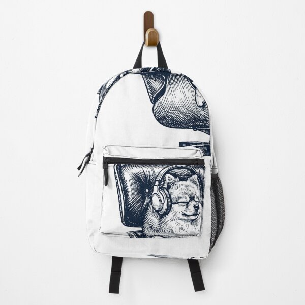 Item preview, Vintage Pomeranian with Headphones Mid Century Dog Lover designed and sold by DoodleTortle.