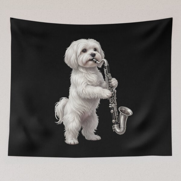 Item preview, Maltese Playing Bass Clarinet Player Bass Clarinetist Dog Lover designed and sold by TerryConnells.