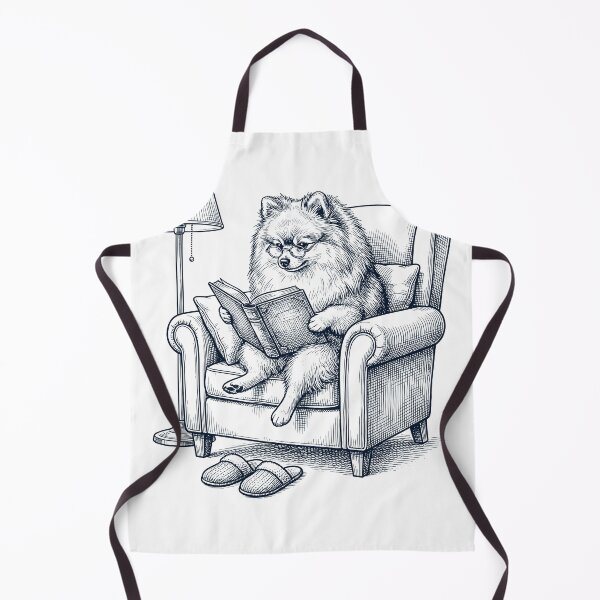 Artikelvorschau, Vintage Pomeranian liest Buch Hund Mama Papa entworfen und verkauft von DoodleTortle.