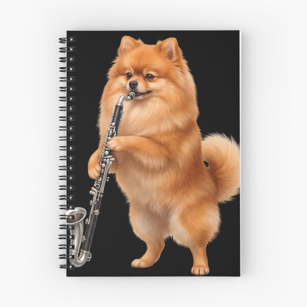 Aperçu de l'œuvre Poméranien jouant de la clarinette basse, clarinettiste basse, amoureux des chiens créée et vendue par TerryConnells.
