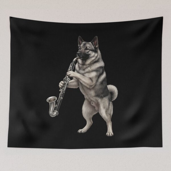 Item preview, Norwegian Elkhound Playing Bass Clarinet Player Bass Clarinetist Dog Lover designed and sold by TerryConnells.