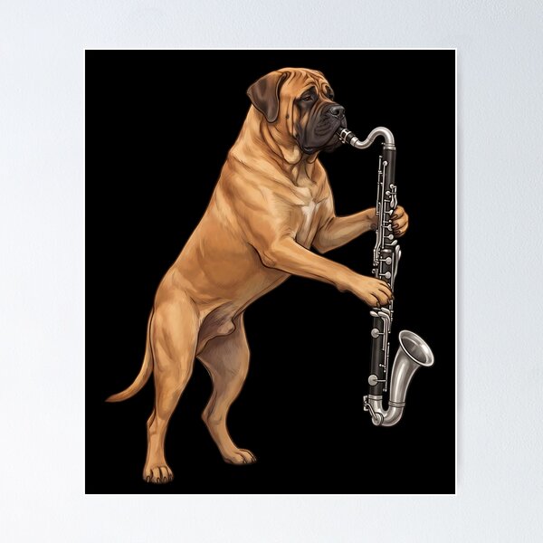 Item preview, Mastiff Playing Bass Clarinet Player Bass Clarinetist Dog Lover designed and sold by TerryConnells.