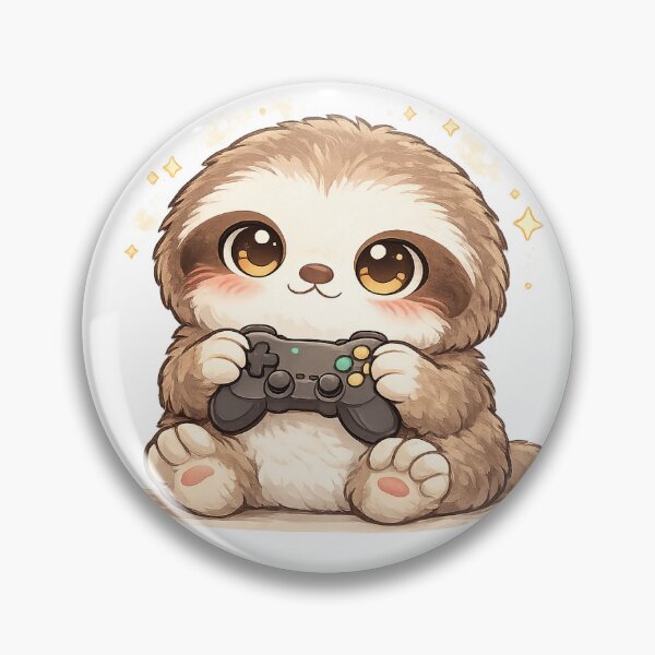 Item preview, Chibi Gamer Sloth – Cute Sloth Holding Game Controller designed and sold by TJGamingVault.