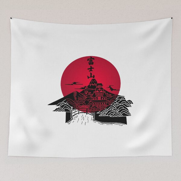 Item preview, Black Japanese landscape and red sun designed and sold by Lagueny.