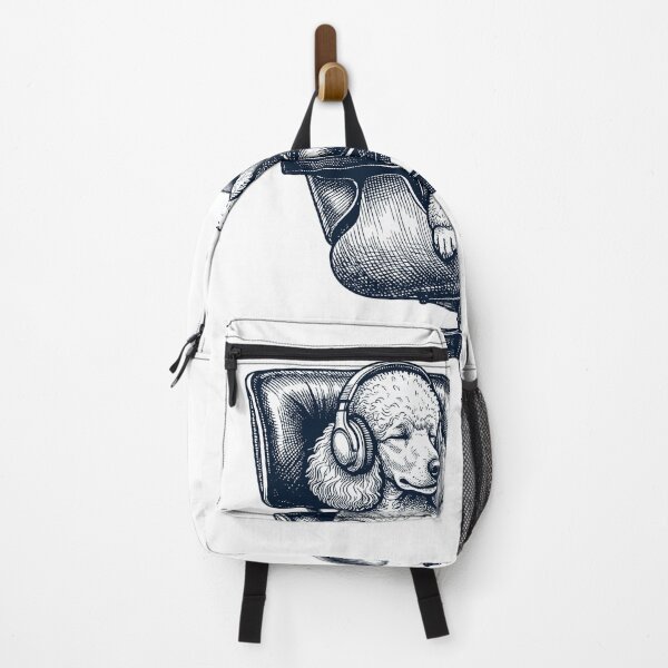 Item preview, Vintage Poodle with Headphones Mid Century Dog Lover designed and sold by DoodleTortle.