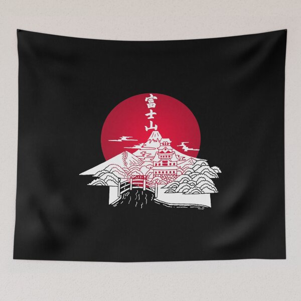 Item preview, White Japanese landscape and red sun designed and sold by Lagueny.