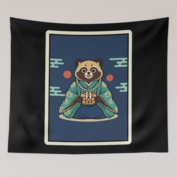 Item preview, Raccoon Kimono Zen Blue Japanese Calm Character designed and sold by JordynLadukeg65.