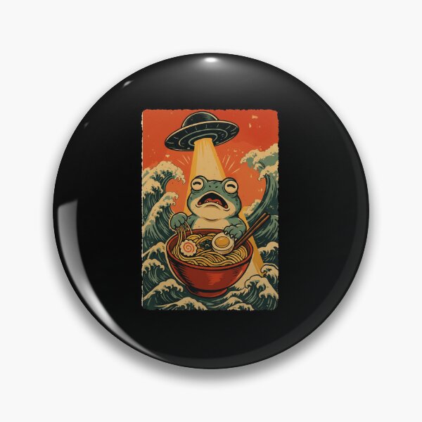 Item preview, UFO Frog Ramen Japanese Wave Funny Noodle Illustration designed and sold by JEFDodsonArt.