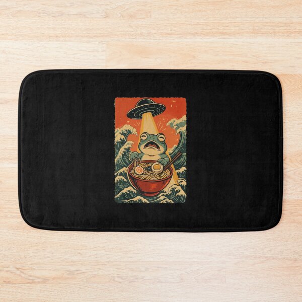 Item preview, UFO Frog Ramen Japanese Wave Funny Noodle Illustration designed and sold by JEFDodsonArt.