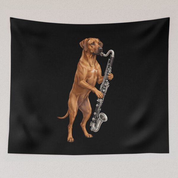 Item preview, Rhodesian Ridgeback Playing Bass Clarinet Player Bass Clarinetist Dog Lover designed and sold by TerryConnells.