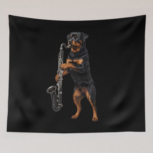 Item preview, Rottweiler Playing Bass Clarinet Player Bass Clarinetist Dog Lover designed and sold by TerryConnells.