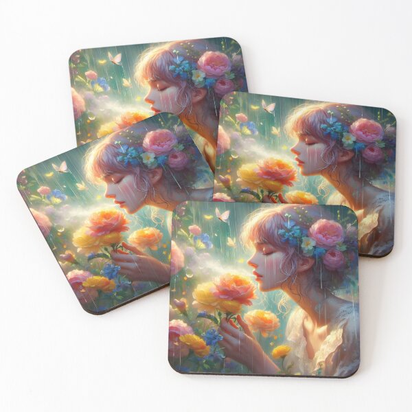 Item preview, Garden in the Downpour – A Floral Daydream Illustration designed and sold by EmeraldeaArt.