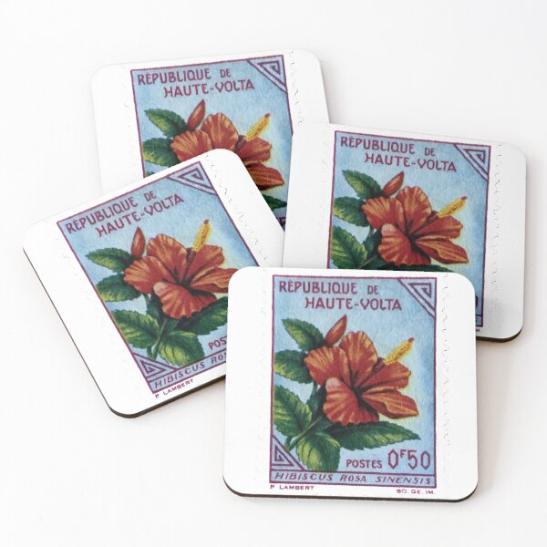 Item preview, Chinese Hibiscus Rosa Haute Volta Vintage Postage Stamp designed and sold by red-amber65.