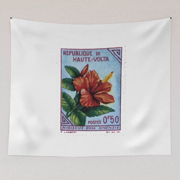 Item preview, Chinese Hibiscus Rosa Haute Volta Vintage Postage Stamp designed and sold by red-amber65.