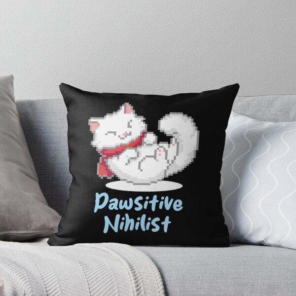 Item preview, Pawsitive Nihilist Funny Pixel Cat Existential Hum designed and sold by TheMemeAtelier.