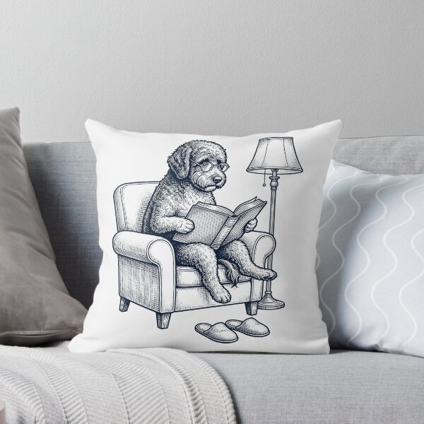 Item preview, Vintage Portuguese Water Dog Read Book Dog Mom Dad designed and sold by DoodleTortle.