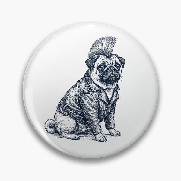 Artikelvorschau, Vintage Mops Punk Mohawk Hund Mama Papa entworfen und verkauft von DoodleTortle.