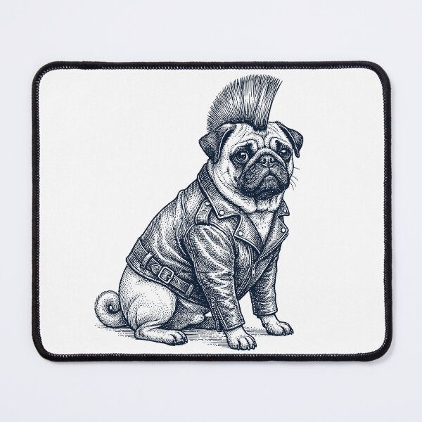 Item preview, Vintage Pug Punk Mowhawk Dog Mom Dad designed and sold by DoodleTortle.