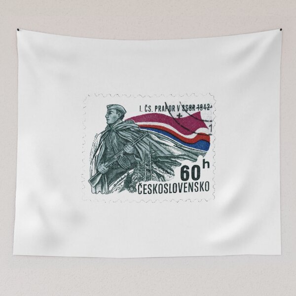Item preview, Czech Republic Soldier Flag Vintage Postage Stamp designed and sold by red-amber65.