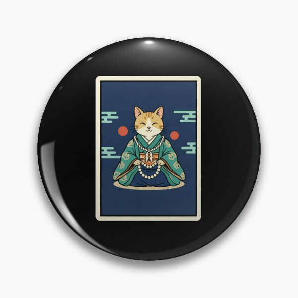 Item preview, Lucky Cat Zen Kimono Blue Japanese Calm Illustration designed and sold by JordynLadukeg65.