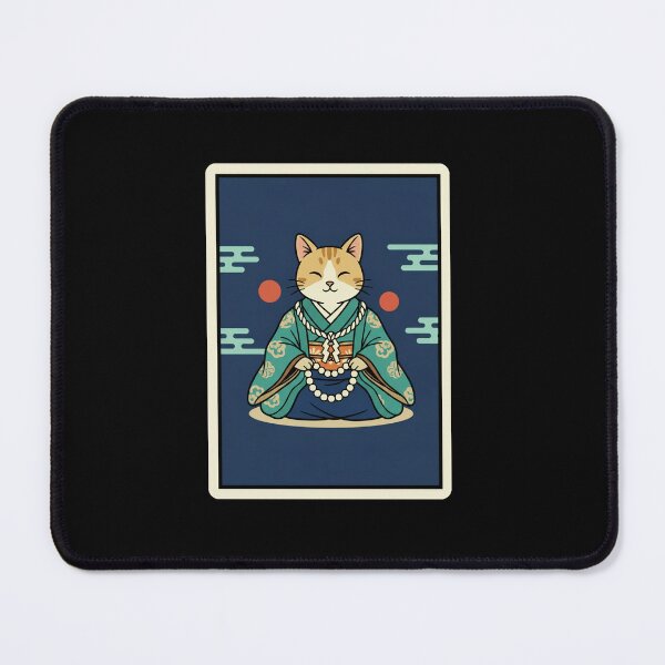 Item preview, Lucky Cat Zen Kimono Blue Japanese Calm Illustration designed and sold by JordynLadukeg65.