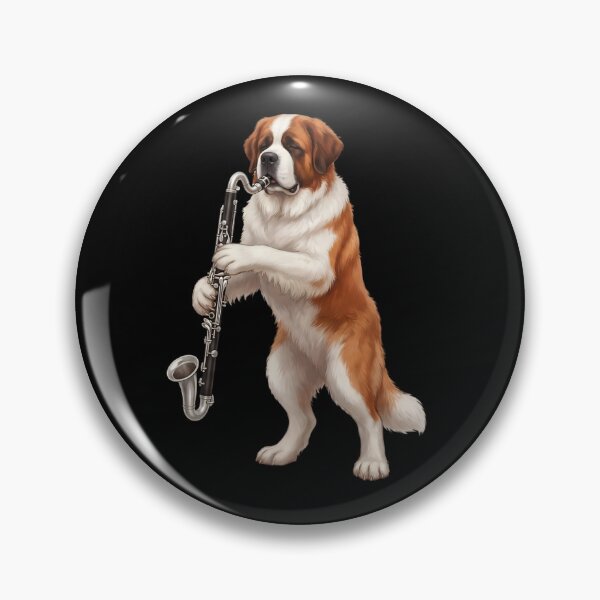 Item preview, Saint Bernard Playing Bass Clarinet Player Bass Clarinetist Dog Lover designed and sold by TerryConnells.