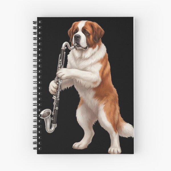 Item preview, Saint Bernard Playing Bass Clarinet Player Bass Clarinetist Dog Lover designed and sold by TerryConnells.