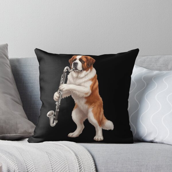 Aperçu de l'œuvre Saint-Bernard jouant de la clarinette basse, clarinettiste basse, amoureux des chiens créée et vendue par TerryConnells.