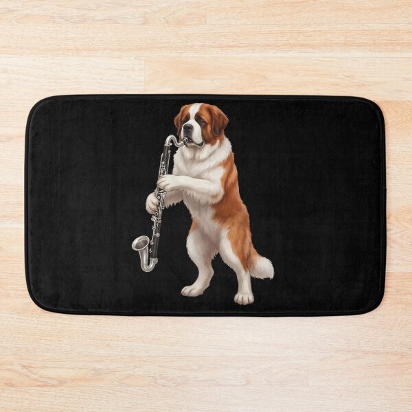 Item preview, Saint Bernard Playing Bass Clarinet Player Bass Clarinetist Dog Lover designed and sold by TerryConnells.
