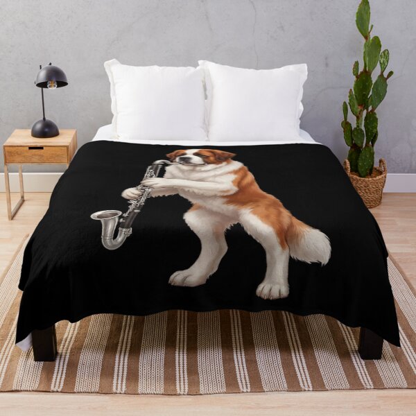Item preview, Saint Bernard Playing Bass Clarinet Player Bass Clarinetist Dog Lover designed and sold by TerryConnells.