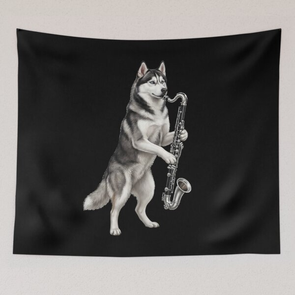 Item preview, Siberian Husky Playing Bass Clarinet Player Bass Clarinetist Dog Lover designed and sold by TerryConnells.