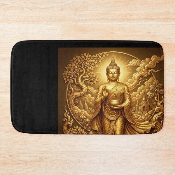 Item preview, Golden Buddha with Lotus Flowers designed and sold by DeBrainstore.
