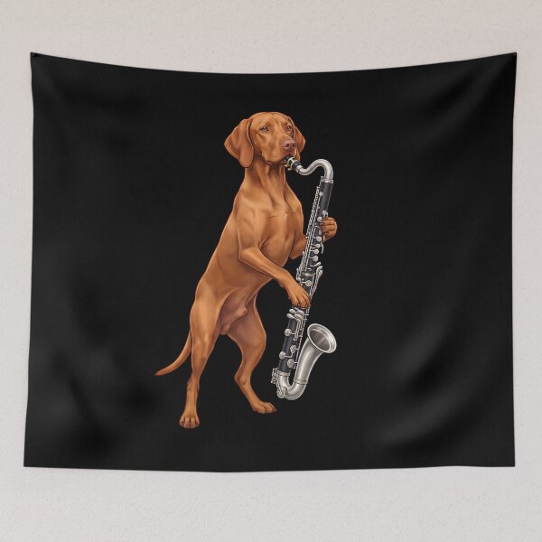 Item preview, Vizsla Playing Bass Clarinet Player Bass Clarinetist Dog Lover designed and sold by TerryConnells.