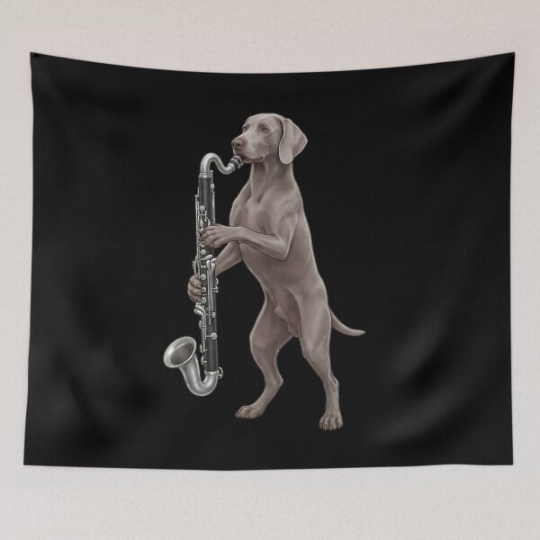 Item preview, Weimaraner Playing Bass Clarinet Player Bass Clarinetist Dog Lover designed and sold by TerryConnells.