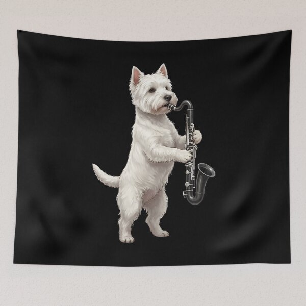 Item preview, West Highland White Terrier Playing Bass Clarinet Player Bass Clarinetist Dog Lover designed and sold by TerryConnells.