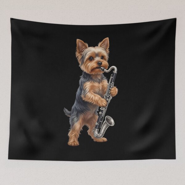 Item preview, Yorkshire Terrier Playing Bass Clarinet Player Bass Clarinetist Dog Lover designed and sold by TerryConnells.
