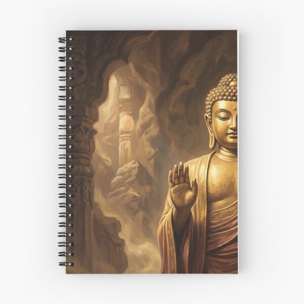 Item preview, Golden Buddha statue in ancient ruins designed and sold by DeBrainstore.