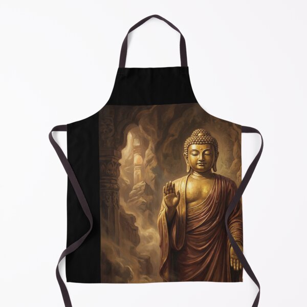 Item preview, Golden Buddha statue in ancient ruins designed and sold by DeBrainstore.