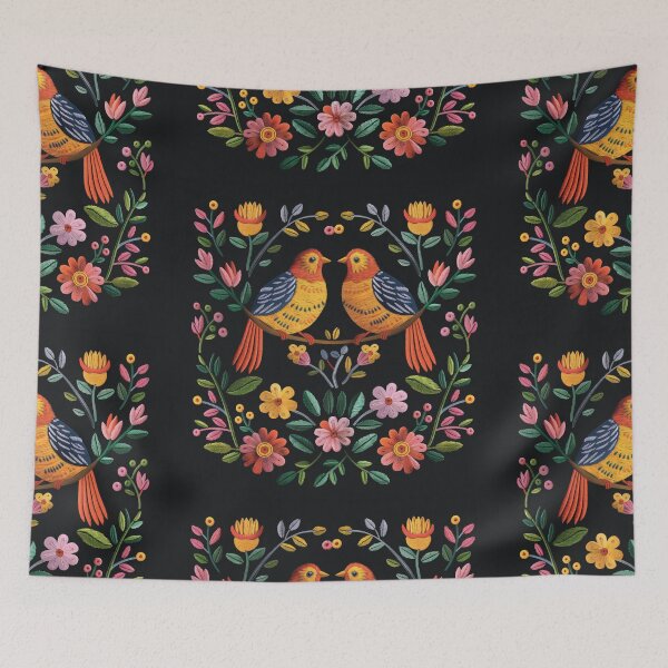 Item preview, Mexican Embroidery Pattern Art Birds Flowers designed and sold by xiao xuans.