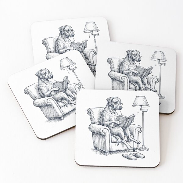 Item preview, Vintage Rhodesian Ridgeback Read Book Dog Mom Dad designed and sold by DoodleTortle.